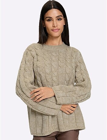 Pull en tricot motif torsadé mode - taille standard - helline