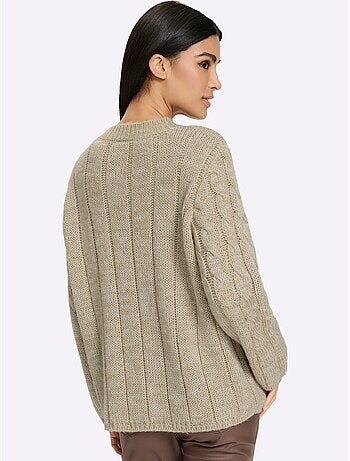 Pull en tricot motif torsadé mode - taille standard - helline