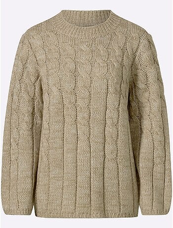 Pull en tricot motif torsadé mode - taille standard - helline