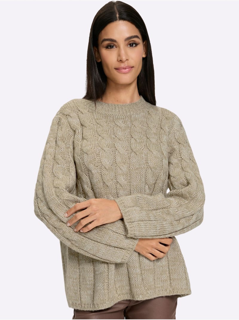 Pull en tricot motif torsadé mode - taille standard - helline Ecru - Kiabi