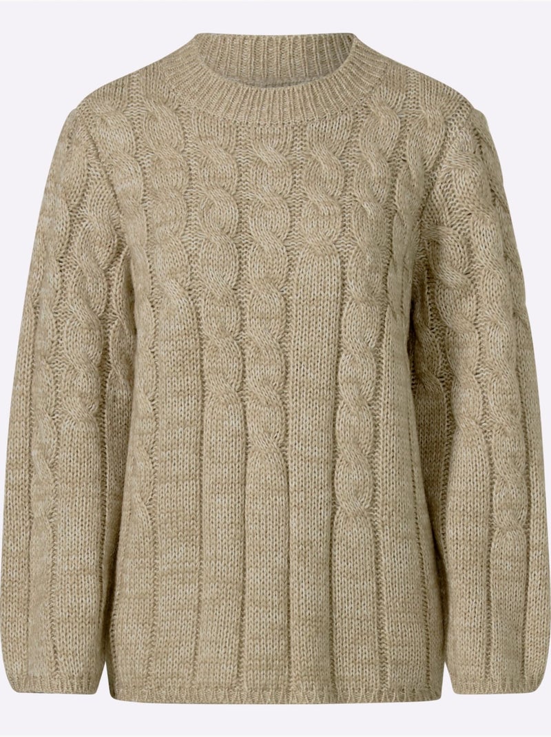 Pull en tricot motif torsadé mode - taille standard - helline Ecru - Kiabi