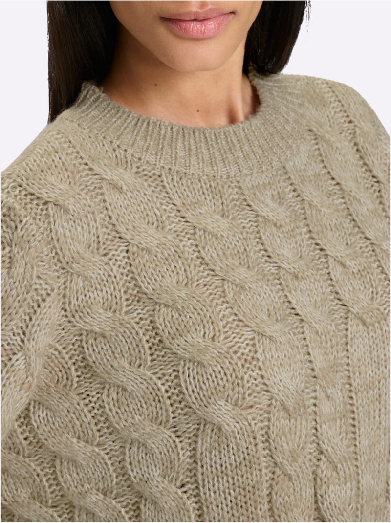 Pull en tricot motif torsadé mode - taille standard - helline Ecru - Kiabi