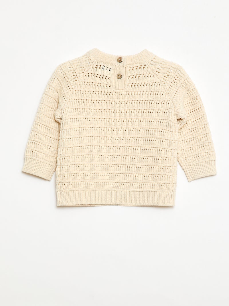 Pull en tricot point fantaisie Blanc - Kiabi