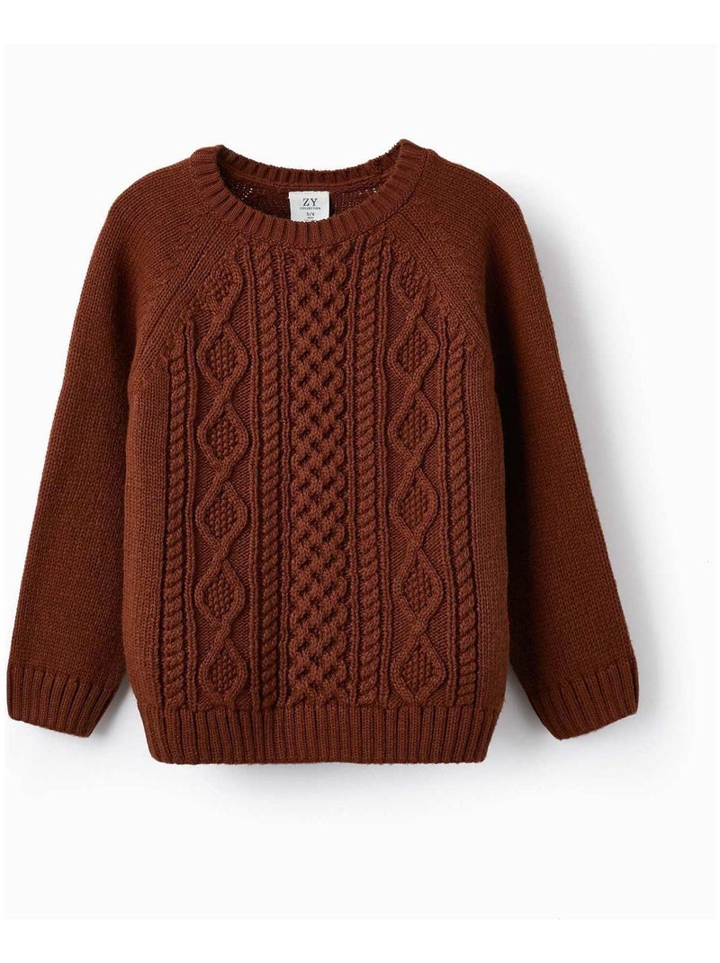 Pull en tricot pour garçon   LITERATURE CLUB Marron - Kiabi
