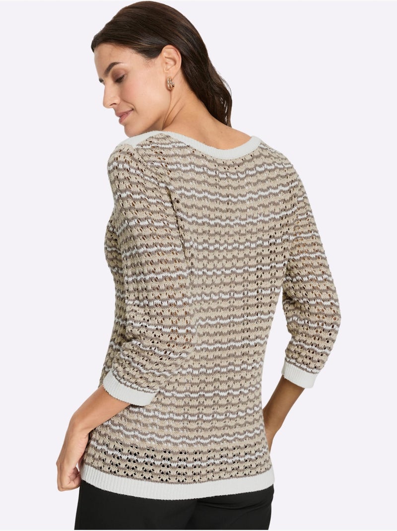 Pull En Tricot Qualité Coton - Taille Standard - Witt Gris taupe - Kiabi
