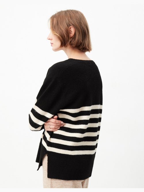 Pull en tricot rayé à col en V - Kiabi Pull en tricot rayé à col en V - Kiabi
