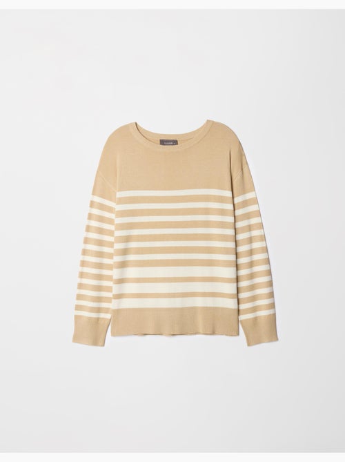 Pull en tricot rayé à col rond - Kiabi
