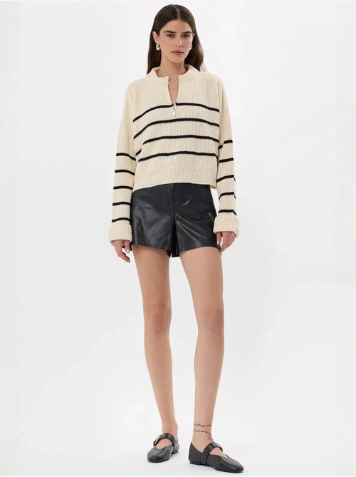 Pull en tricot rayé à fermeture éclair - Kiabi Pull en tricot rayé à fermeture éclair - Kiabi