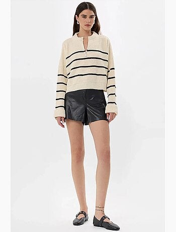 Pull en tricot rayé à fermeture éclair hiccup