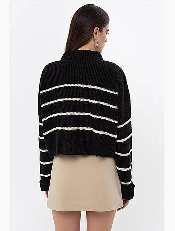 Pull en tricot rayé à fermeture éclair hiccup