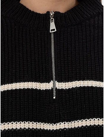 Pull en tricot rayé à fermeture éclair