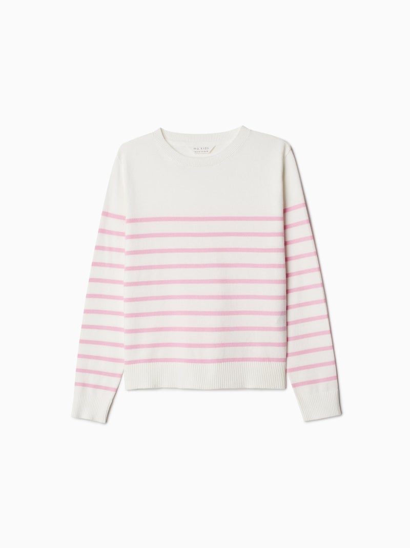 Pull en tricot rayé Blanc - Kiabi