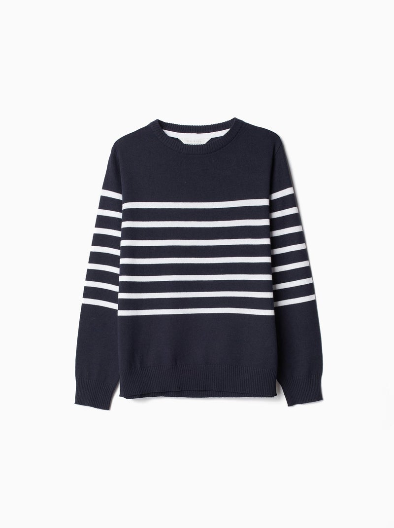Pull en tricot rayé Blanc - Kiabi
