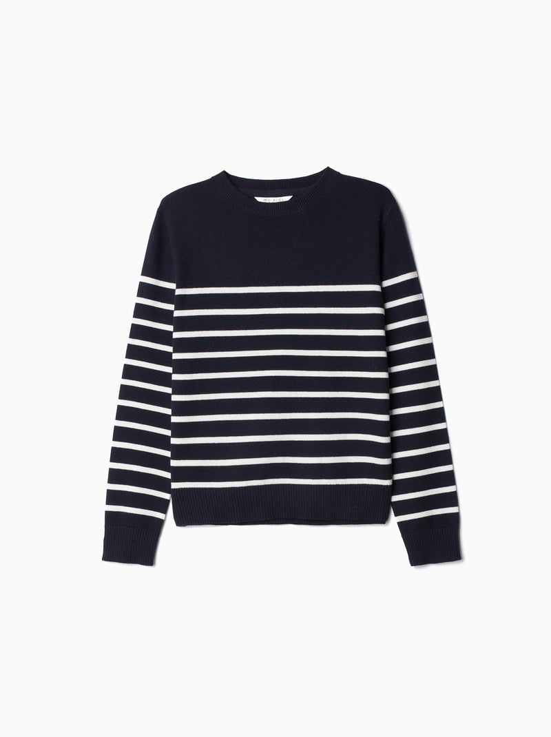 Pull en tricot rayé Bleu - Kiabi