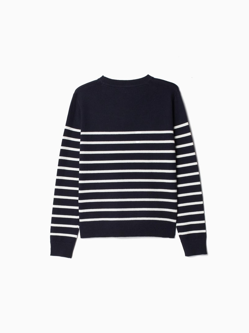 Pull en tricot rayé Bleu - Kiabi