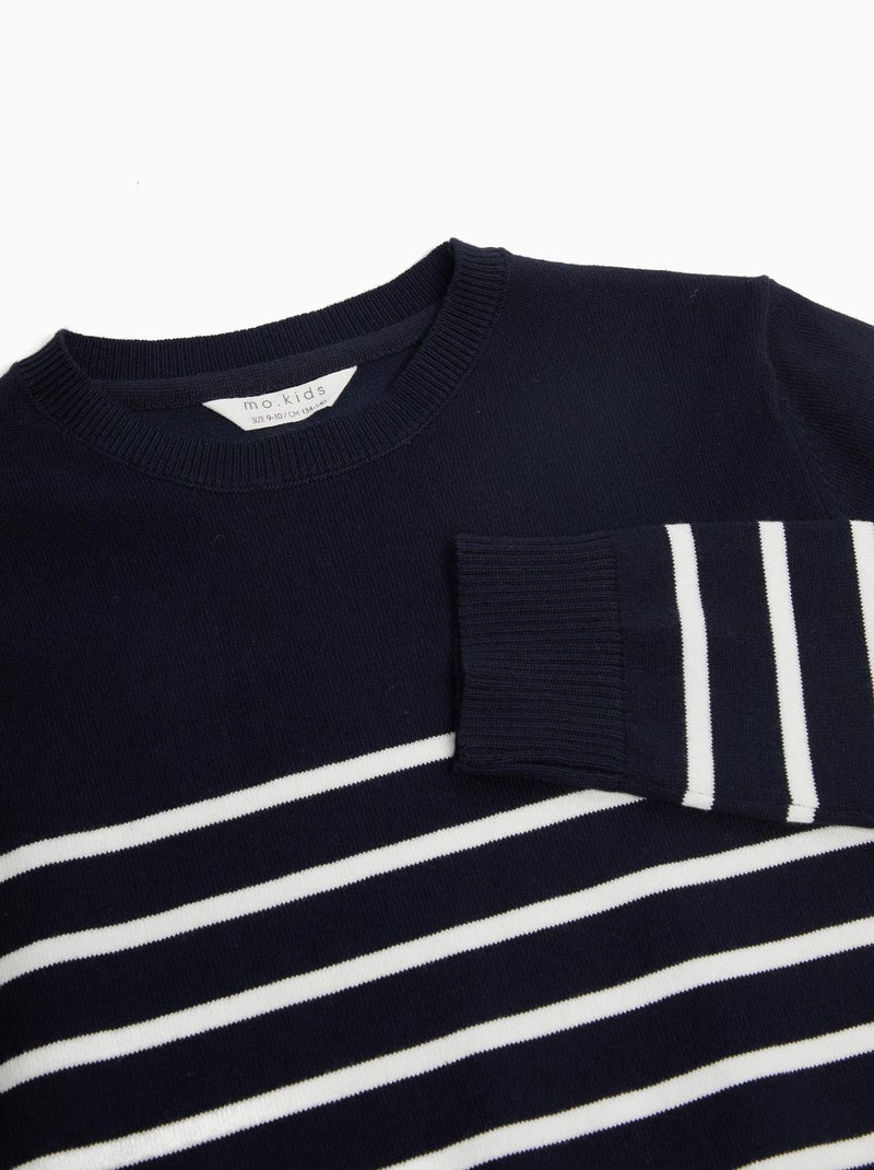 Pull en tricot rayé Bleu - Kiabi