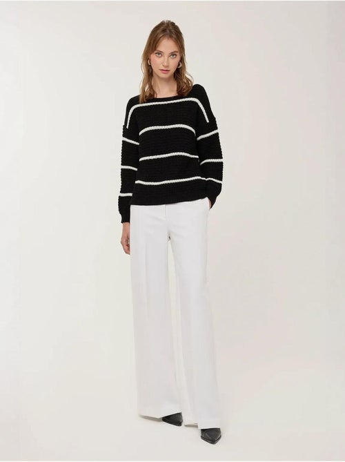 Pull en tricot rayé coupe ample - Kiabi