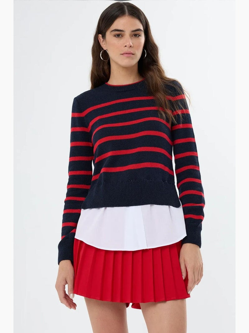 Pull en tricot rayé hiccup Bleu marine - Kiabi