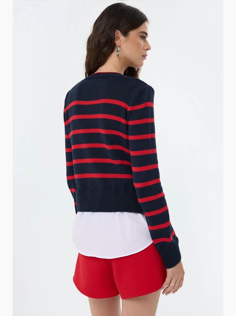 Pull en tricot rayé hiccup Bleu marine - Kiabi