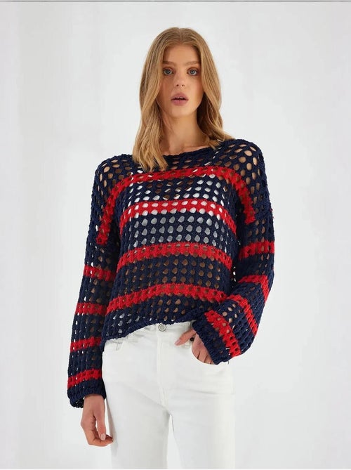 Pull en tricot rayé surdimensionné mixray - Kiabi