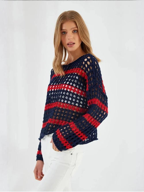 Pull en tricot rayé surdimensionné mixray - Kiabi