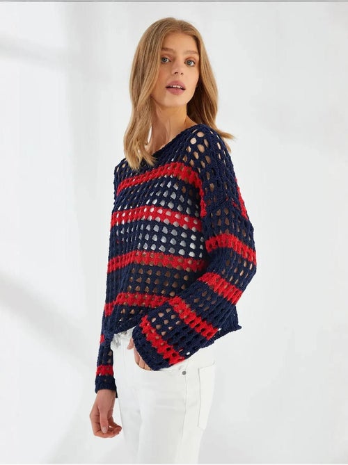 Pull en tricot rayé surdimensionné mixray - Kiabi