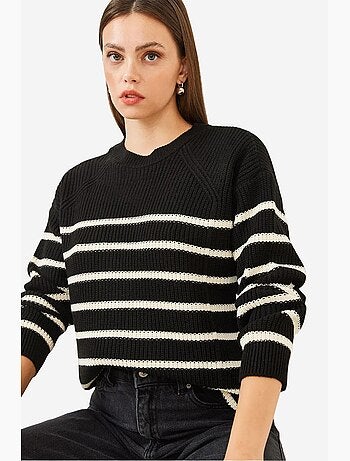 Pull en tricot selanik rayé lucci