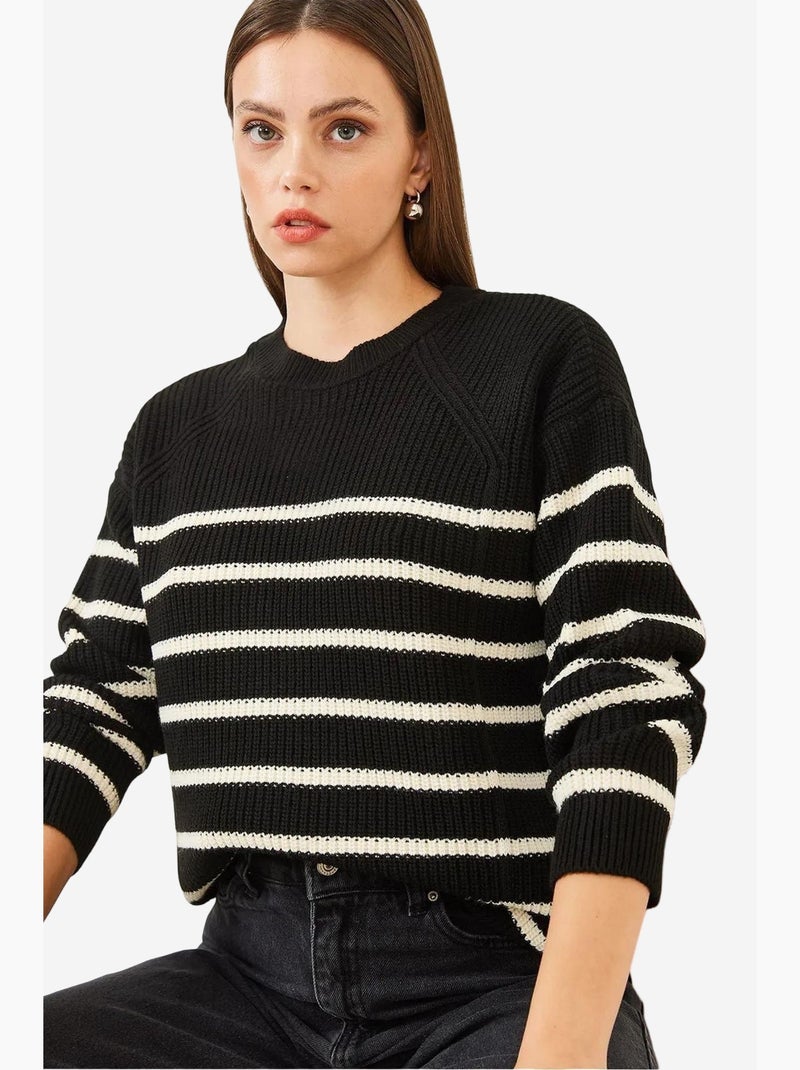 Pull en tricot selanik rayé lucci Noir - Kiabi