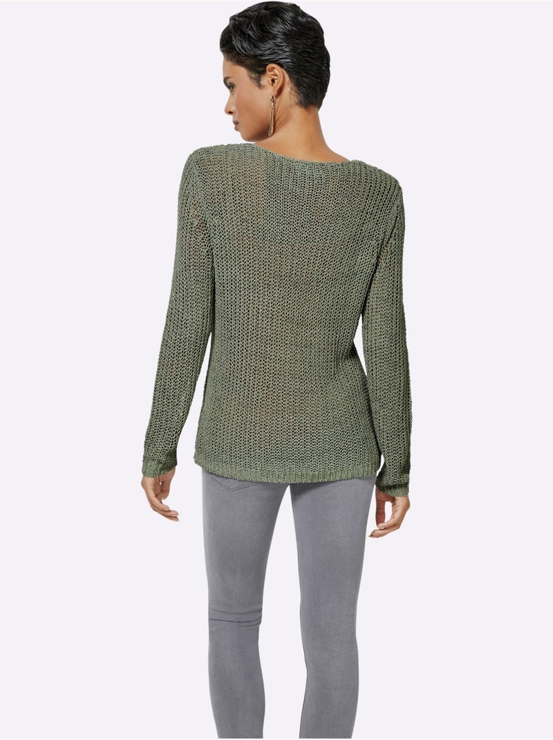 Pull En Tricot Superbe Fil Fantaisie - Taille Standard - Helline Vert - Kiabi