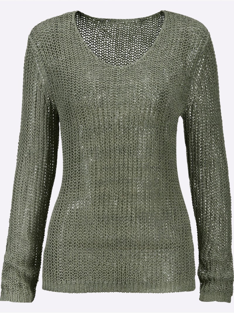 Pull En Tricot Superbe Fil Fantaisie - Taille Standard - Helline Vert - Kiabi