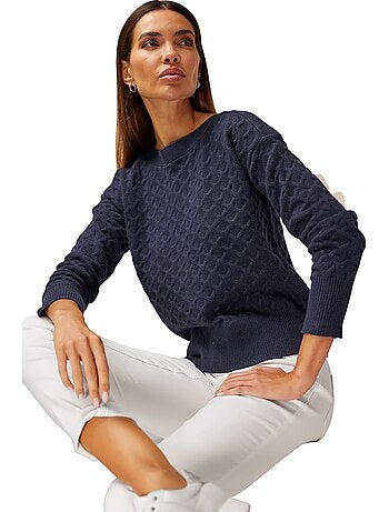 Pull En Tricot Superbe Motif Tricoté - Taille Standard - helline