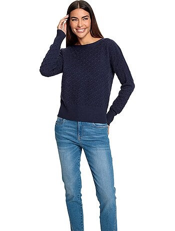 Pull En Tricot Superbe Motif Tricoté - Taille Standard - helline