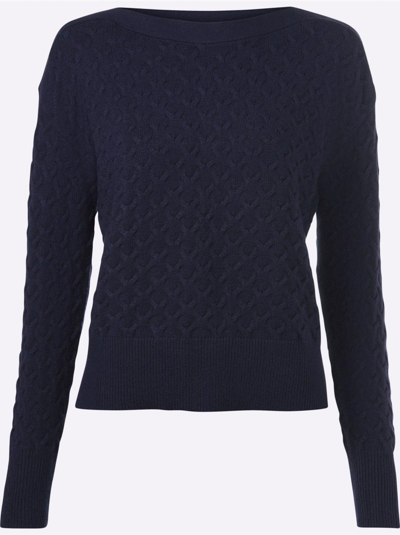 Pull En Tricot Superbe Motif Tricoté - Taille Standard - Helline Bleu marine - Kiabi