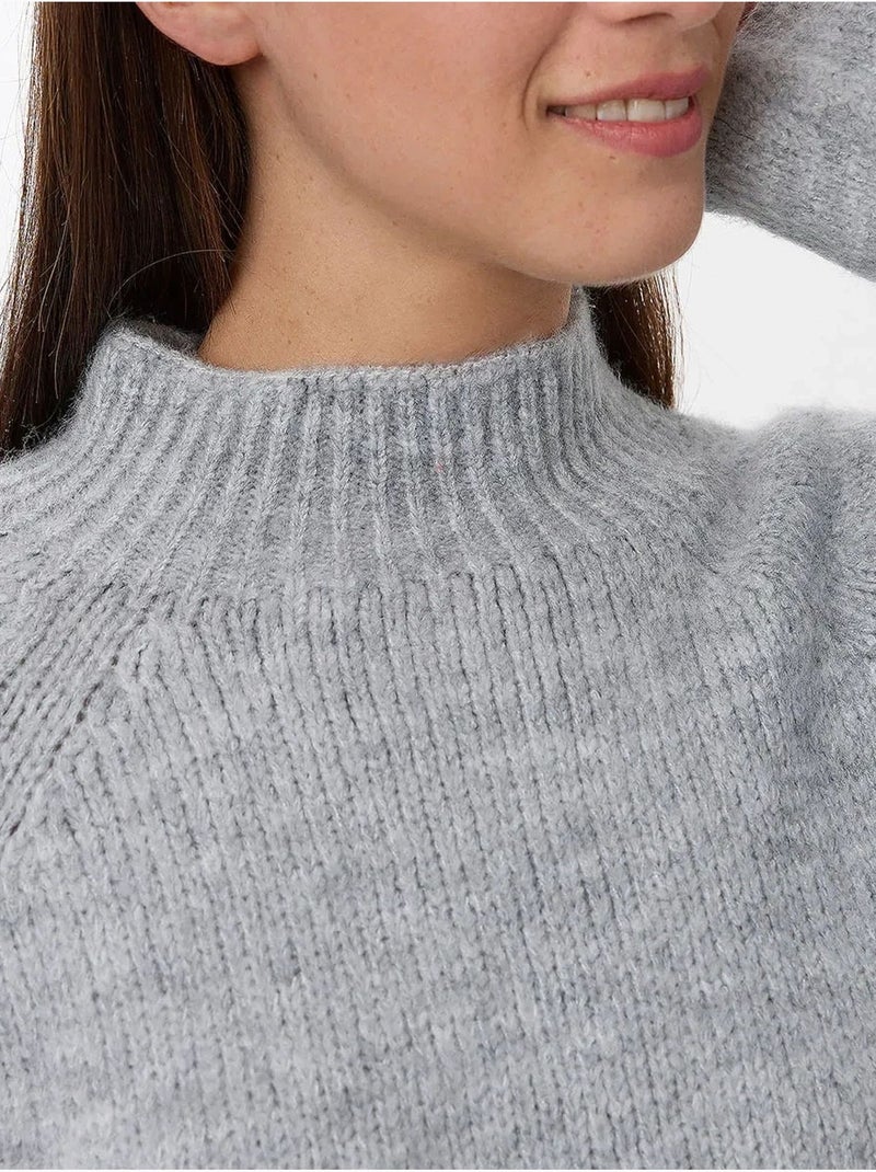 Pull en tricot surdimensionné à col montant Gris - Kiabi