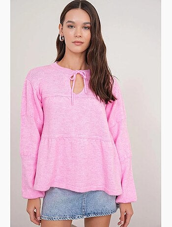 Pull en tricot surdimensionné à col ras du cou mixray