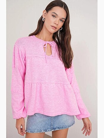 Pull en tricot surdimensionné à col ras du cou mixray