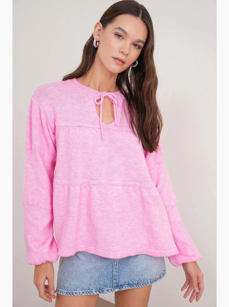 Pull en tricot surdimensionné à col ras du cou mixray Rose pâle - Kiabi