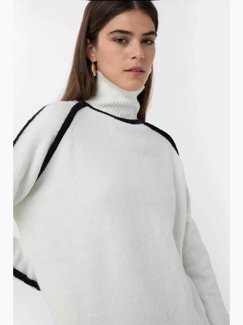 Pull en tricot surdimensionné avec détails contrastés hiccup Blanc - Kiabi