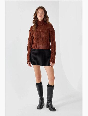 Pull en tricot texturé à col roulé hiccup