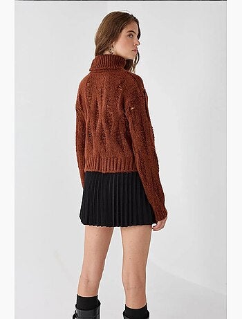 Pull en tricot texturé à col roulé hiccup