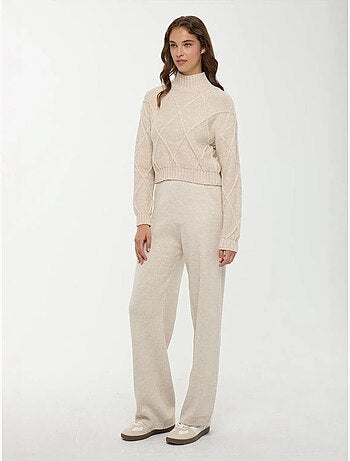 Pull en tricot texturé à demi-col roulé