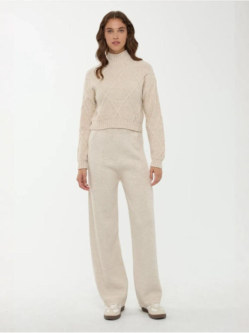 Pull en tricot texturé à demi-col roulé - Kiabi