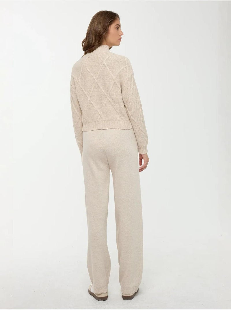 Pull en tricot texturé à demi-col roulé Beige naturel - Kiabi