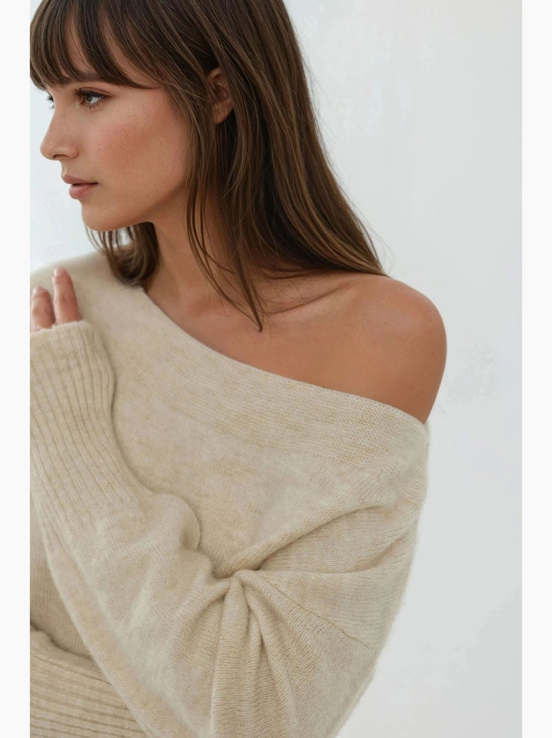 Pull en tricot texturé sans bretelles hiccup Crème - Kiabi