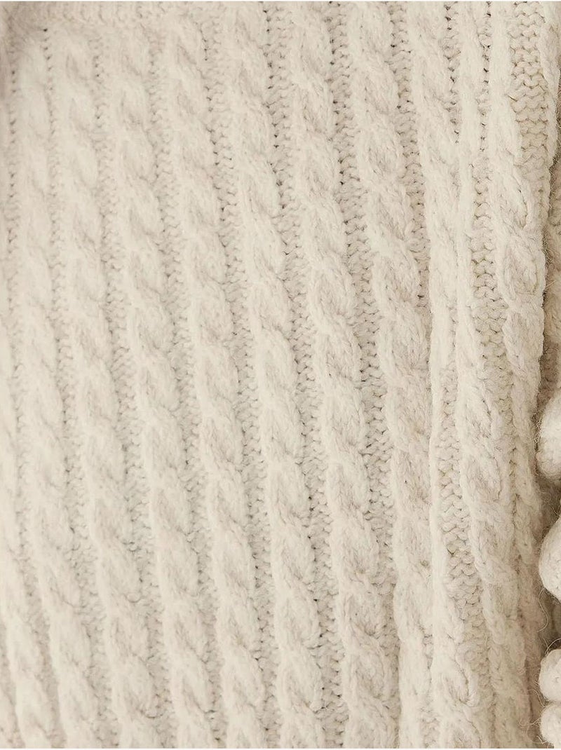 Pull en tricot tressé Beige naturel - Kiabi