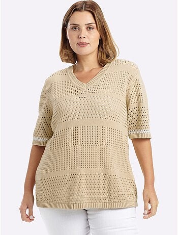 Pull En Tricot Tricot Ajouré - Taille Standard - Sheego
