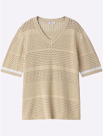 Pull En Tricot Tricot Ajouré - Taille Standard - Sheego