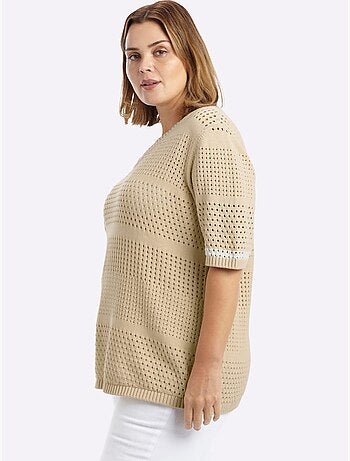 Pull En Tricot Tricot Ajouré - Taille Standard - Sheego
