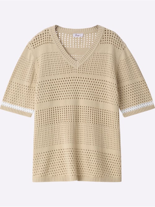 Pull En Tricot Tricot Ajouré - Taille Standard - Sheego - Kiabi