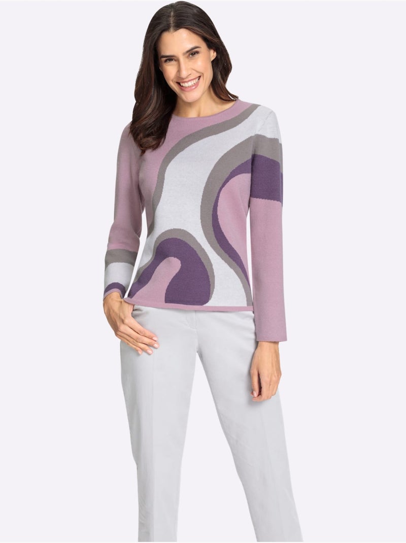 Pull En Tricot Tricot Jacquard De Qualité - Taille Standard - Witt Violet figue - Kiabi